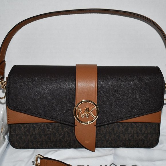 Michael Kors Logo Greenwich MED Convertible Crossbody in Brown/Acorn #30H1GGRl8L